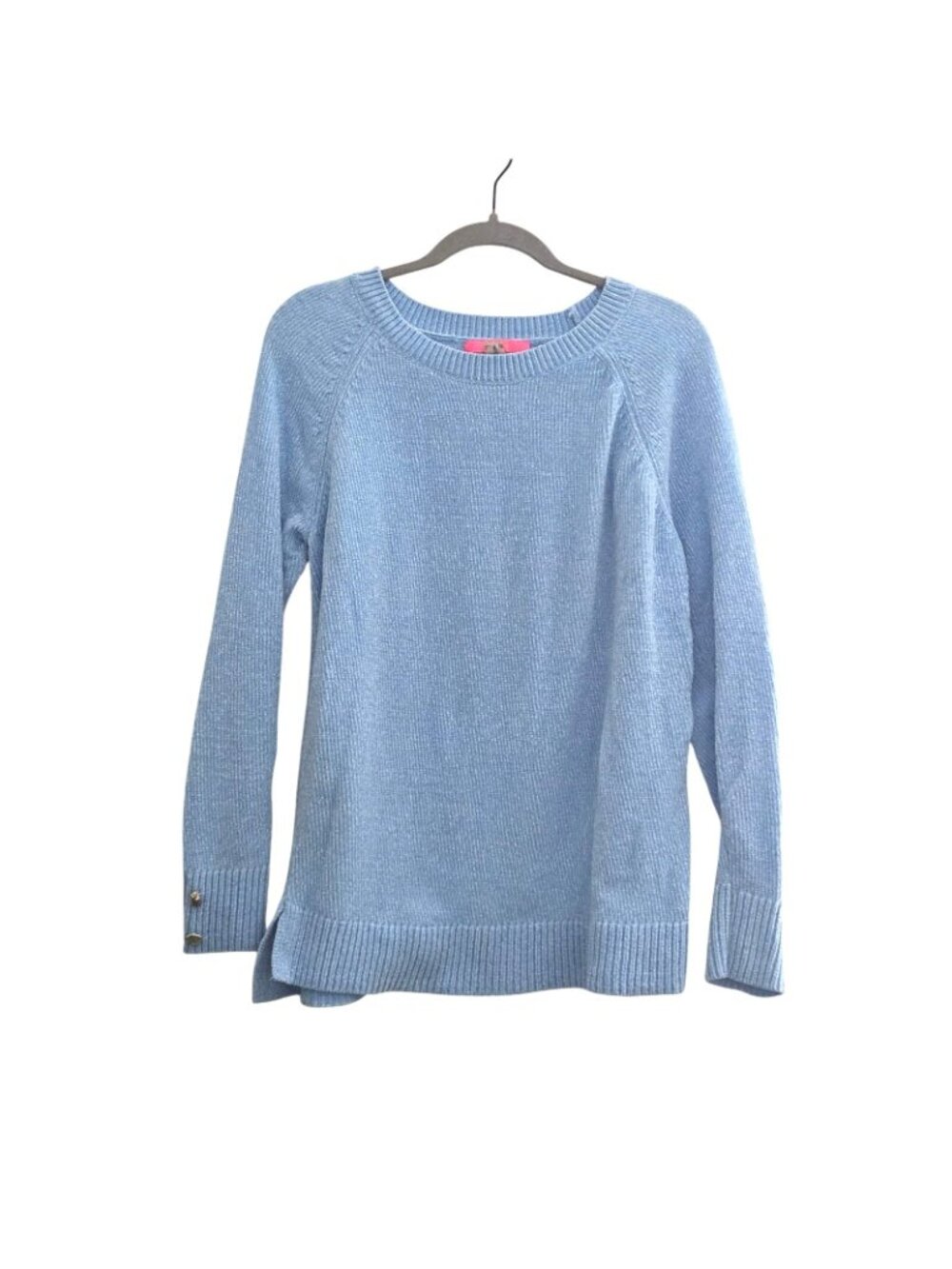 Lilly Pulitzer Blue Long Sleeve Chenille Sweater Womens Large - Picture 2 of 5